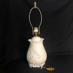 Belleek Porcelain Lamp W Shade Blue Bell Flower 2001 Retrospect Ireland