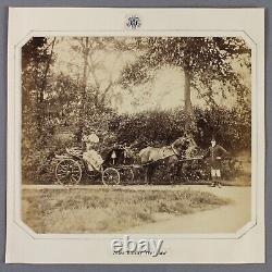 C1860 albumen photograph Miss Fanny Wardlaw in carriage coachman in attendance