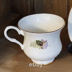 Claddagh China Made in Galway Tea Set Leaves Gold Trim Green Brown Ivory