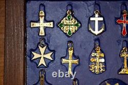 Collection Of Christian Catholic Cross Pendants Teacher Religious Symbol Display