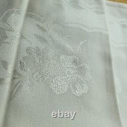 DAMASK Linen NAPKINS 25, Silk Embroidered Vintage Antique 8 White Slight Stains