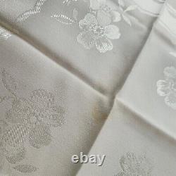 DAMASK Linen NAPKINS 25, Silk Embroidered Vintage Antique 8 White Slight Stains