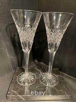 Disney Gallery Pair Of Champagne Flute Mickey Heads Waterford Crystal Retired