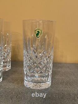 Four Waterford Crystal Lismore Hiball / Highball Cocktail Glasses 5.625 High