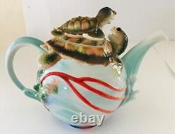 Franz Kathy Ireland Turtle Bay Sculptured Porcelain Teapot Sea Turtle FZ01859