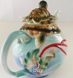 Franz Kathy Ireland Turtle Bay Sculptured Porcelain Teapot Sea Turtle FZ01859