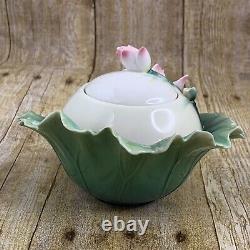 Franz Lotus Harmony Sugar Bowl Jar FLAW Porcelain Kathy Ireland Home Vintage 90s