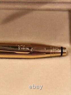 Fuji Cross Ballpoint Pen 18Kt Twist Mechanism Blue Ink Made In Ireland With Box