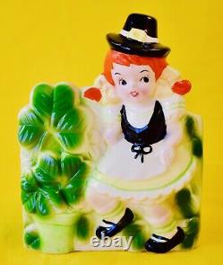 HAPPY ST PATRICKS DAY! Cute 1950s Irish Girl Figurine Planter Relpo Rubens