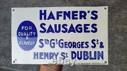 Hafners Sausages Porcelain Dublin Ireland Advertising Circa 1900