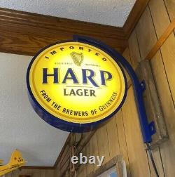 Harp Lager 2 Sided Lighted Pub Sign-beer-two-imported From Ireland-irish-ale-bar