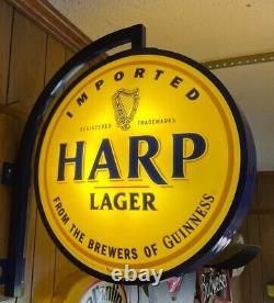 Harp Lager 2 Sided Lighted Pub Sign-beer-two-imported From Ireland-irish-ale-bar