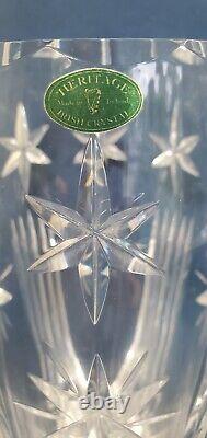 Heritage Irish Crystal Vase Star Cut Christmas Star Vertical Cut w Label