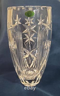 Heritage Irish Crystal Vase Star Cut Christmas Star Vertical Cut w Label