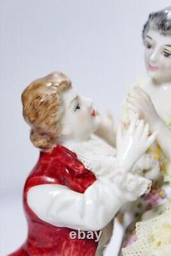 Irish Dresden MULLER VOLKSTEDT Happy Memories Lace Porcelain Figurine RARE