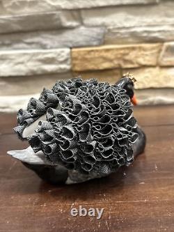Irish Dresden Porcelain Metallic Lace Black Swan Black Prince Ireland Figurine