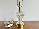 Irish Kinsale Crystal Deep Cut Crystal & Brass Table Lamp Signed