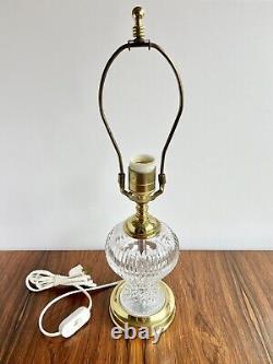 Irish KINSALE CRYSTAL Deep Cut Crystal & Brass Table Lamp Signed