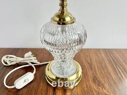 Irish KINSALE CRYSTAL Deep Cut Crystal & Brass Table Lamp Signed