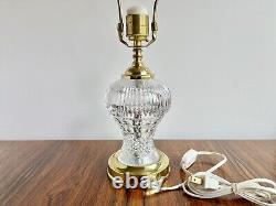 Irish KINSALE CRYSTAL Deep Cut Crystal & Brass Table Lamp Signed