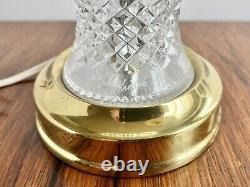 Irish KINSALE CRYSTAL Deep Cut Crystal & Brass Table Lamp Signed