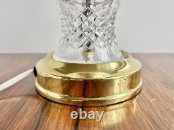 Irish KINSALE CRYSTAL Deep Cut Crystal & Brass Table Lamp Signed