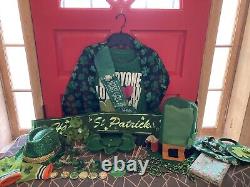 Large Lot Of 33 Irish St. Patrick's Day Shirt, Jewelry, Scarf, Decor, Hats, Etc