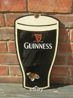 Large Porcelain Enamel On Steel Sign GUINNESS GLASS / Dublin Ireland