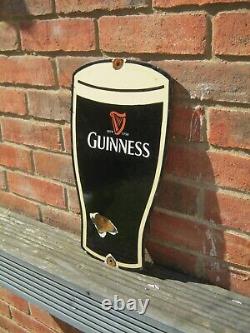 Large Porcelain Enamel On Steel Sign GUINNESS GLASS / Dublin Ireland