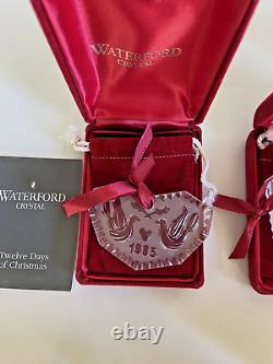 Lot Of 11 Waterford Crystal 12 Days of Christmas Ornaments withBoxes, No Partridge
