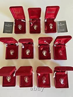 Lot Of 11 Waterford Crystal 12 Days of Christmas Ornaments withBoxes, No Partridge