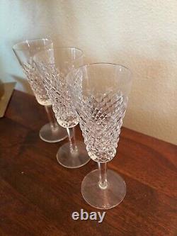 Lot of 3 Waterford Crystal Alana Champagne Flutes