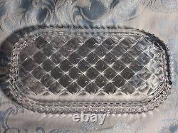 Lovely Vintage Waterford Crystal 8 Rounded Edges Rectangle Tray Vanity Serving