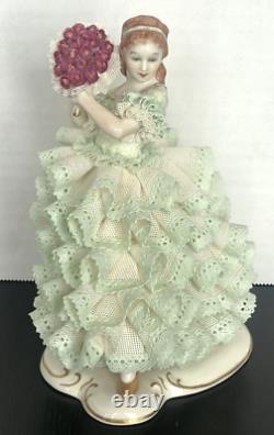 MZ Irish Dresden Lace Rose of Tralee Emerald Collection Figurine Vintage MINT