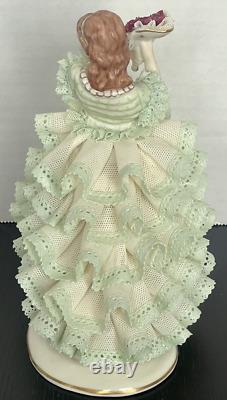 MZ Irish Dresden Lace Rose of Tralee Emerald Collection Figurine Vintage MINT