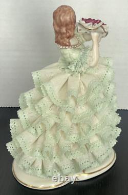 MZ Irish Dresden Lace Rose of Tralee Emerald Collection Figurine Vintage MINT