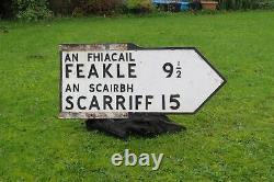 Obsolete, Vintage Irish road sign FEAKLE AND SCARRIFF co CLARE -very rare