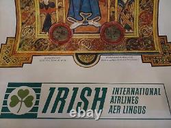 Original Aer Lingus Irish International Airlines Travel Poster The Book of Kells