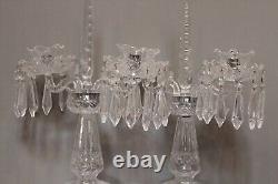 Pair of WATERFORD Crystal 21 Spire Double Arm CANDELABRA Centerpiece Prisms