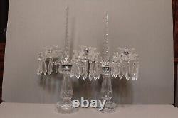 Pair of WATERFORD Crystal 21 Spire Double Arm CANDELABRA Centerpiece Prisms