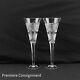Pair Of Waterford Crystal Toasting Champagne Flutes Heirloom Hearts