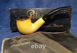 Petersons Block Meerschaum Golden Supreme Bent Billiard Tobacco Pipe Box&sleeve