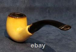 Petersons Block Meerschaum Golden Supreme Bent Billiard Tobacco Pipe Box&sleeve