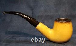 Petersons Block Meerschaum Golden Supreme Bent Billiard Tobacco Pipe Box&sleeve