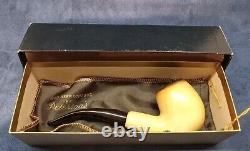 Petersons Block Meerschaum Golden Supreme Bent Billiard Tobacco Pipe Box&sleeve