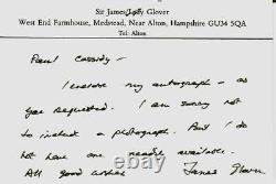 RARE! UK Land Forces Sir James Glover Hand Written Note