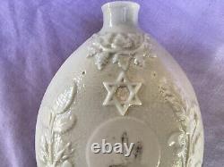 RARE Vintage BELLEEK FLASK Jewish Judaic Circumcision Bottle 1st Mark Period OG