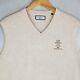 Royal Belfast Gc Mens Size Medium Lambswool Sweater Vest V Neck Khaki Golf Gilet