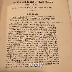 Rare Antique 1905 Automobile Club Great Britain & Ireland 23 Page Booklet