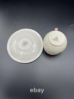 Rare Black Mk Belleek Porcelain Pink Thistle Set Teapot Creamer 2 Cup Saucers